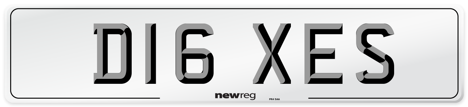 D16 XES Number Plate from New Reg